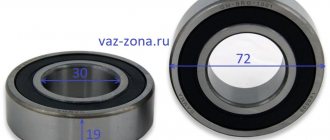 Dimensions of the axle bearing for a VAZ classic